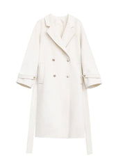 White V-neck Pea Coat