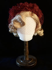 Handmade Veil Flower Decorated Wine Red KC