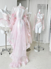 Pink Ruffles Long Version Train Top