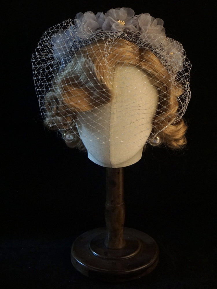 Handmade Veil Flower Decorated Grey KC