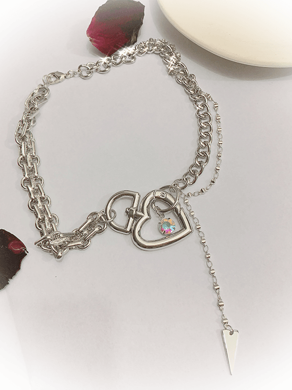 Sweetheart Lock Rhinestone Necklace