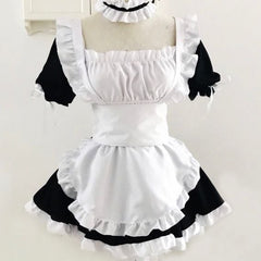 Square Neckline Ruffle Trim Maid  Dress