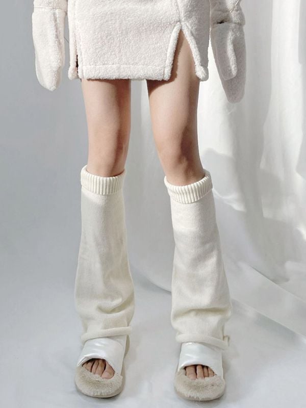 Clearance - White Knit Leg Warmers