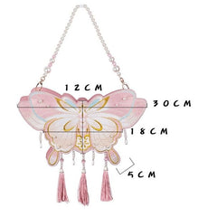 Purple-red Tassels Decorated Embroidered Butterfly Bag