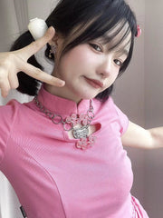 Y2K Bone Shaped Metal Necklace