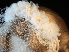 Handmade Veil Flower Decorated White KC