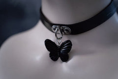 Gothic Black Butterfly Pendant Choker