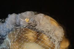 Handmade Veil Flower Decorated Grey KC