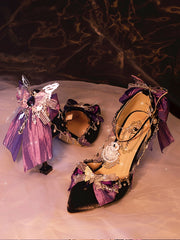 Buckle Ankle Strap Bowknot Details Butterfly 8CM Purple High Heels