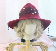 Halloween Rose Bowknot Stars Print Magic Witch Hat