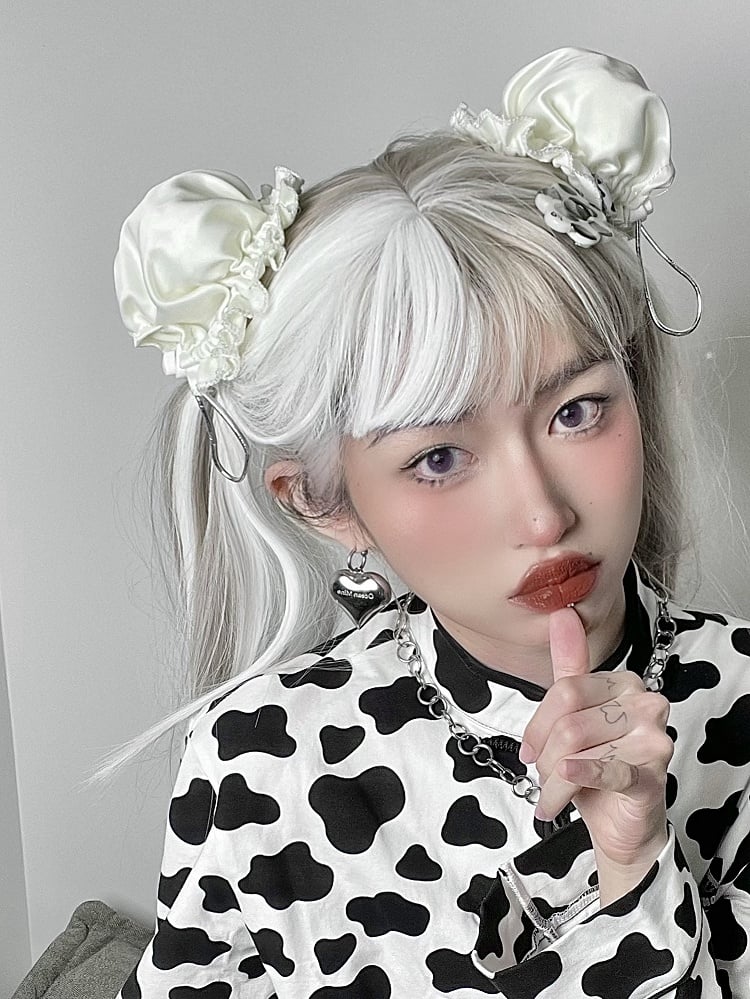 Y2K Ruffle Trim White Hair Accessories