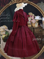 Wine Red Long Sleeves One Piece Elegant Dress