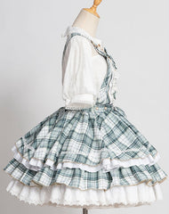 In Stock Green Plaid Ruffle Skirt Idol Dress Lolita Overalls