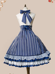 Eternal Coat of Arms Dark Blue Striped Pattern Overalls