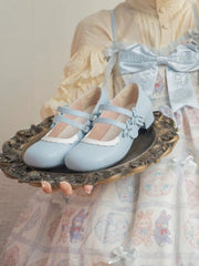 Scoop and Fork-shaped Buckle Straps Sweet Light Blue Mary Janes