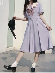 Light Purple Embroidered Dress JK Uniform Sailor Collar with Belt