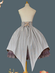 Witch's Note Brown and Gray Stiped Swallow-tailed Hem Skirt