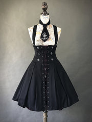 Plus Size Friendly- Hi-lo Skirt Under-bust High Waist Skirt Black&Red