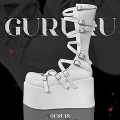 White Platform Boots Gothic 10cm Flatforms