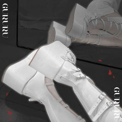White Platform Boots Gothic 10cm Flatforms