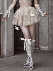 Champagne Ballet Tiered Ruffles Tulle Skirt Bowknots Details