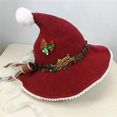 Handmade Wine Red Lolita Christmas Hat