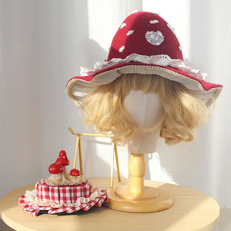 Wine Red Big Bow Mushroom Hat / Mini Hat with Clips