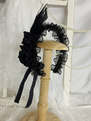 Handmade Gothic Lolita Feather Decorated Black / Black&Wine Red KC