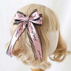 Rhinestone Lace Trim Jirai Kei Bow Hairclip/Brooch 5 Color Options