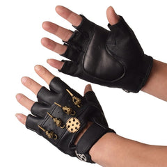 Steampunk Bird Heads Decorative Black Gloves