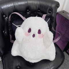 White Ghost Shaped Plush Backpack Large Size