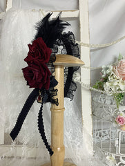 Handmade Gothic Lolita Feather Decorated Black / Black&Wine Red KC