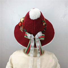 Handmade Wine Red Lolita Christmas Hat