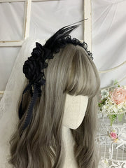 Handmade Gothic Lolita Feather Decorated Black / Black&Wine Red KC