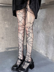 Punk Skull Design Fishnet Tights