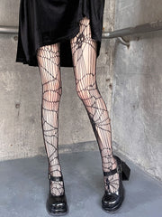 Punk Skull Design Fishnet Tights