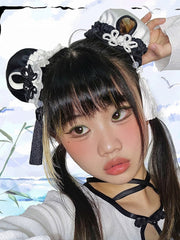 Y2K Knot Button Tassels Design Black Hair Accessories