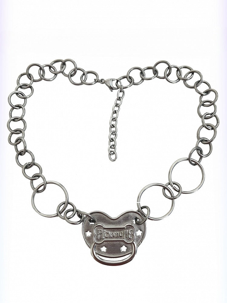 Y2K Bone Shaped Metal Necklace