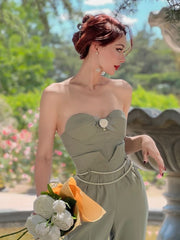 Green Bustier Corset Top with Underwire Cups