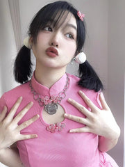 Y2K Bone Shaped Metal Necklace