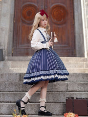 Eternal Coat of Arms Dark Blue Striped Pattern Overalls