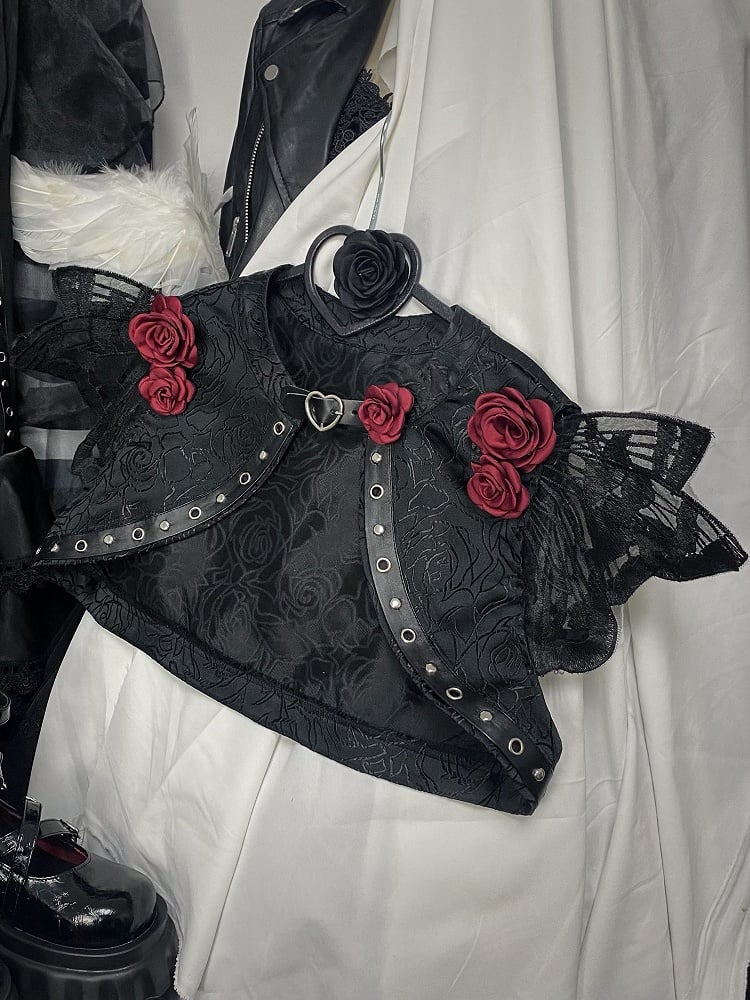 Butterfly Knight Roses Details Flutter Sleeves Gothic  Bolero