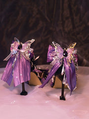Buckle Ankle Strap Bowknot Details Butterfly 5CM Purple High Heels