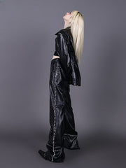 Studs Decorated Black PU  Pants