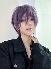 Purple Boy Style Wig with Bangs