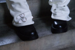 Heart-shaped Buckles and Pins Decorated White Knitted Leg Warmers