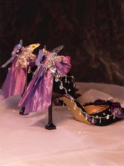 Buckle Ankle Strap Bowknot Details Butterfly 5CM Purple High Heels