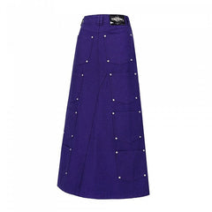 Pockets Design Back Slit Purple Skirt