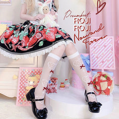 Sweetheart Pattern Solid Color Bowknot Details Under Knee Stockings