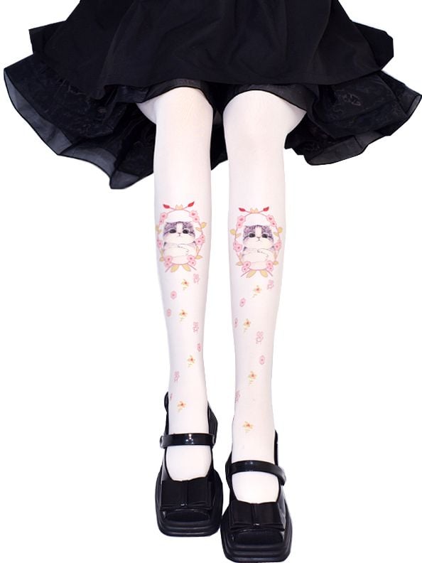 Kitty Print Lolita Tights